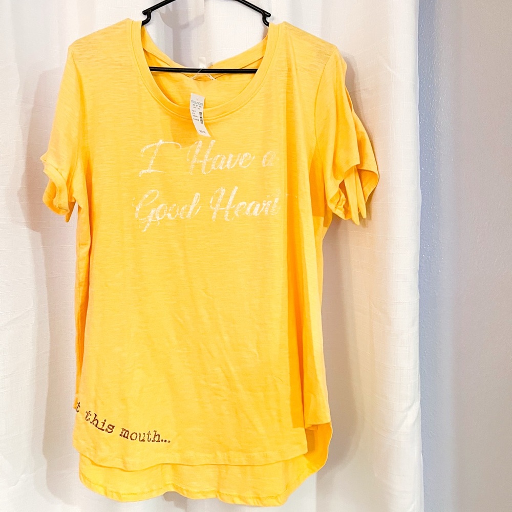 Maurice’s Light Yellow Women's Top with Text Design